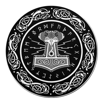 Mjolnir Norse Mythology Print Round Blanket