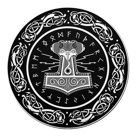 Mjolnir Norse Mythology Print Round Blanket