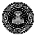 Mjolnir Norse Mythology Print Round Floor Mat