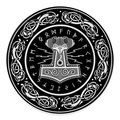 Mjolnir Norse Mythology Print Round Floor Mat