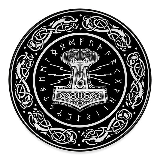 Mjolnir Norse Mythology Print Round Floor Mat