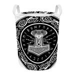 Mjolnir Norse Mythology Print Round Laundry Basket