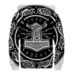Mjolnir Norse Mythology Print Sherpa Lined Zip Up Hoodie