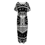 Mjolnir Norse Mythology Print Short Sleeve Long Nightdress