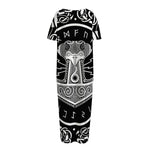 Mjolnir Norse Mythology Print Short Sleeve Long Nightdress