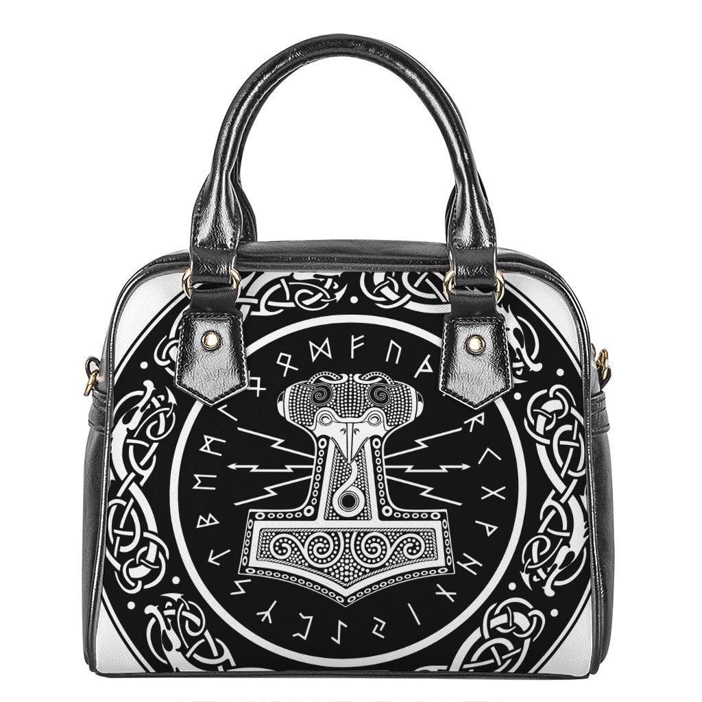 Mjolnir Norse Mythology Print Shoulder Handbag
