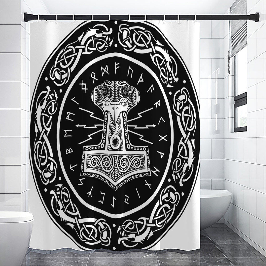 Mjolnir Norse Mythology Print Shower Curtain