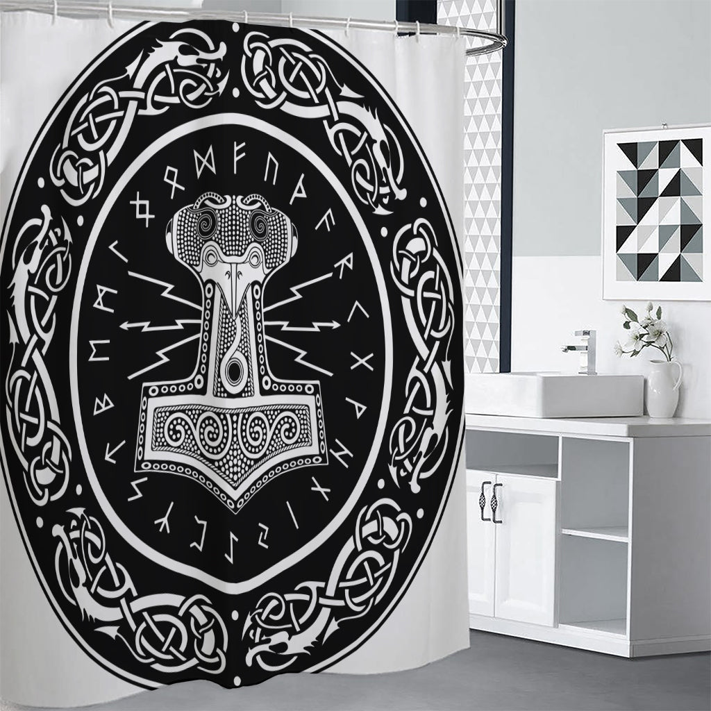 Mjolnir Norse Mythology Print Shower Curtain