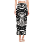 Mjolnir Norse Mythology Print Side Slit Maxi Skirt