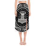 Mjolnir Norse Mythology Print Side Slit Midi Skirt