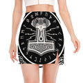 Mjolnir Norse Mythology Print Side Slit Mini Skirt