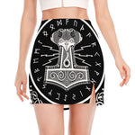 Mjolnir Norse Mythology Print Side Slit Mini Skirt