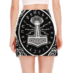 Mjolnir Norse Mythology Print Side Slit Mini Skirt