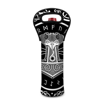 Mjolnir Norse Mythology Print Single Neoprene Wine Tote