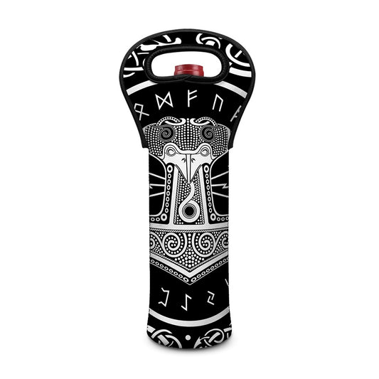 Mjolnir Norse Mythology Print Single Neoprene Wine Tote