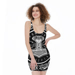 Mjolnir Norse Mythology Print Sleeveless Bodycon Dress