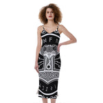 Mjolnir Norse Mythology Print Slim Fit Midi Cami Dress