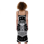Mjolnir Norse Mythology Print Slim Fit Midi Cami Dress