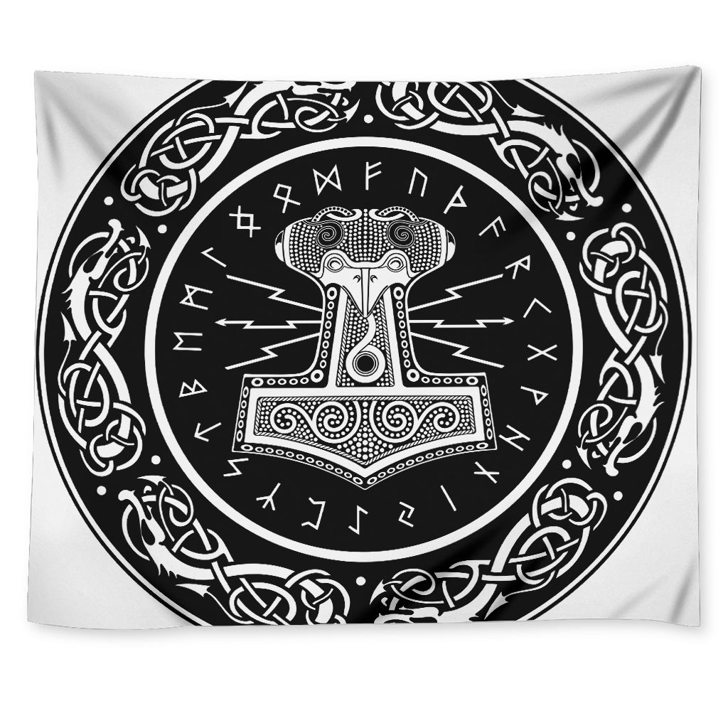 Mjolnir Norse Mythology Print Tapestry