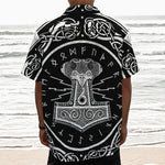 Mjolnir Norse Mythology Print Textured Short Sleeve Shirt