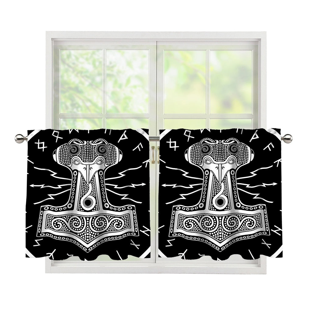Mjolnir Norse Mythology Print Tier Curtains