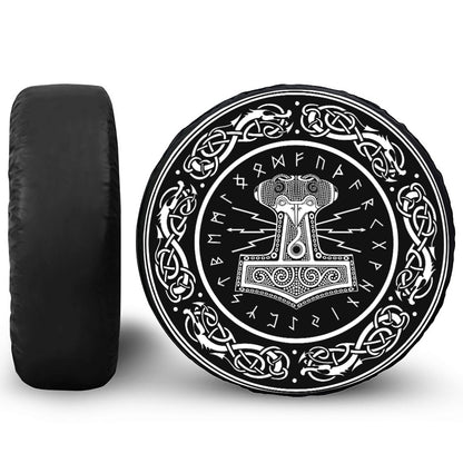 Mjolnir Norse Mythology Print Tire Cover