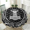 Mjolnir Norse Mythology Print Waterproof Round Tablecloth