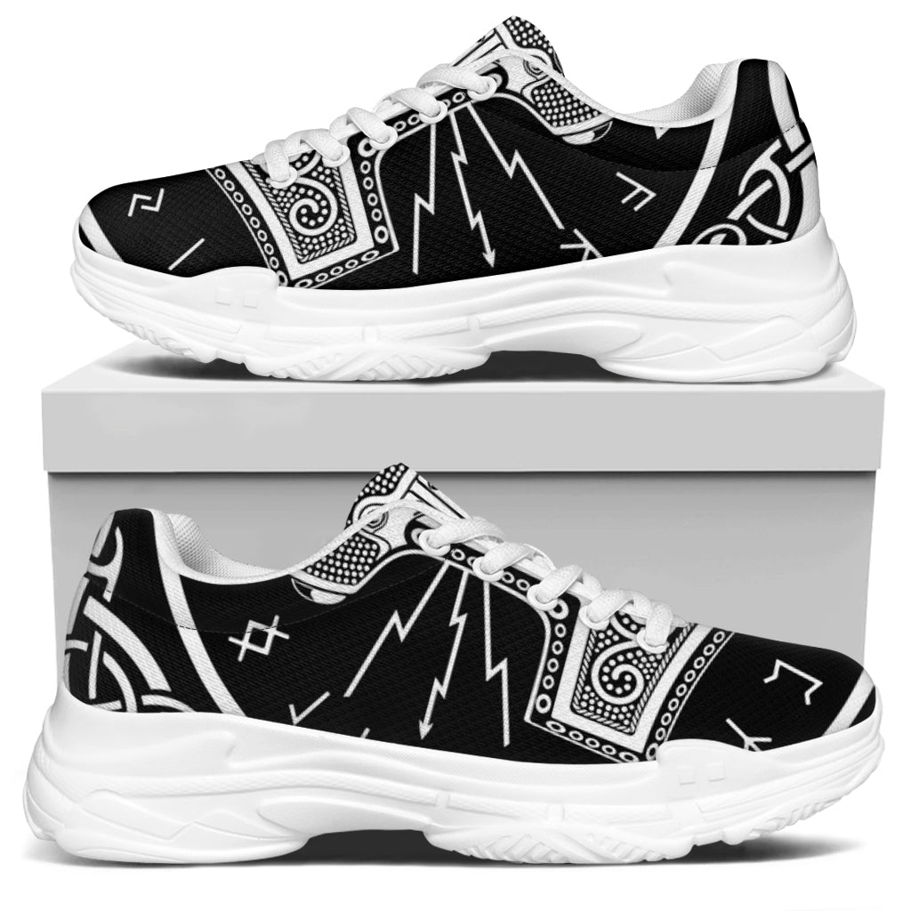 Mjolnir Norse Mythology Print White Chunky Shoes