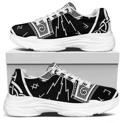 Mjolnir Norse Mythology Print White Chunky Shoes