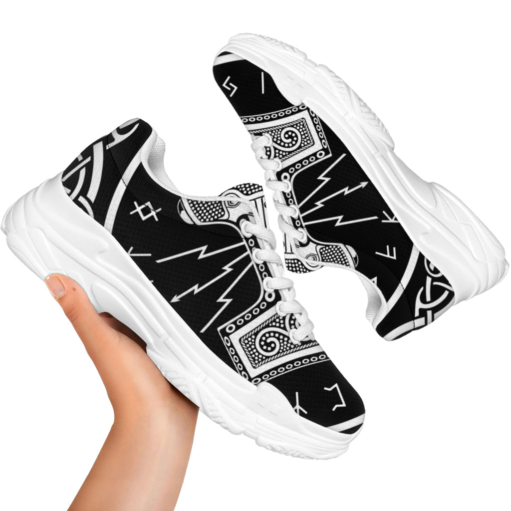 Mjolnir Norse Mythology Print White Chunky Shoes