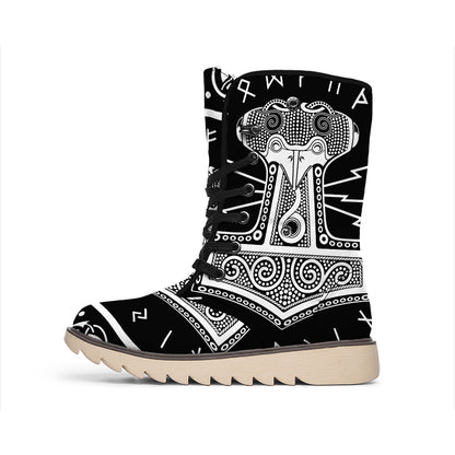 Mjolnir Norse Mythology Print Winter Boots