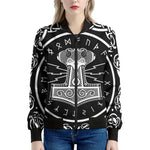 Mjolnir Norse Mythology Print Women's Bomber Jacket