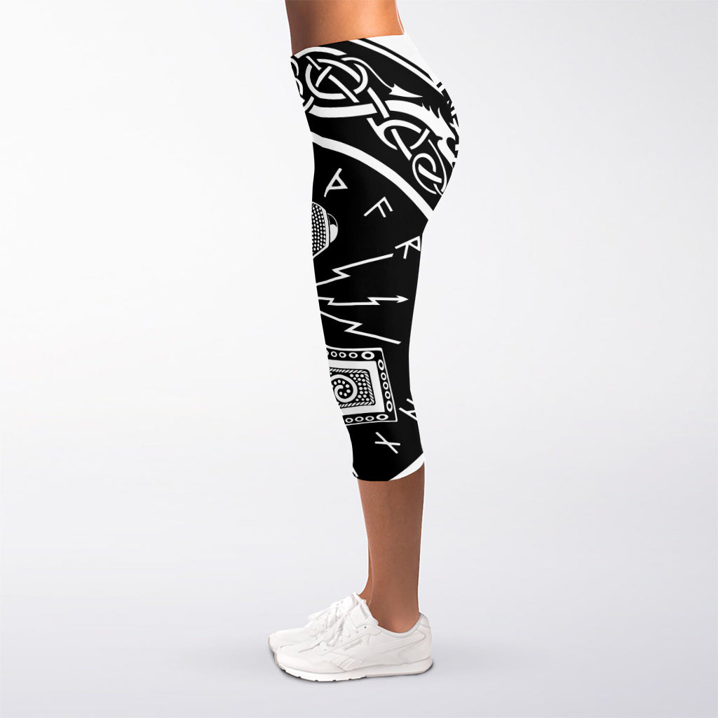 Mjolnir Norse Mythology Print Women's Capri Leggings