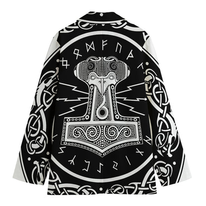 Mjolnir Norse Mythology Print Women's Cotton Blazer