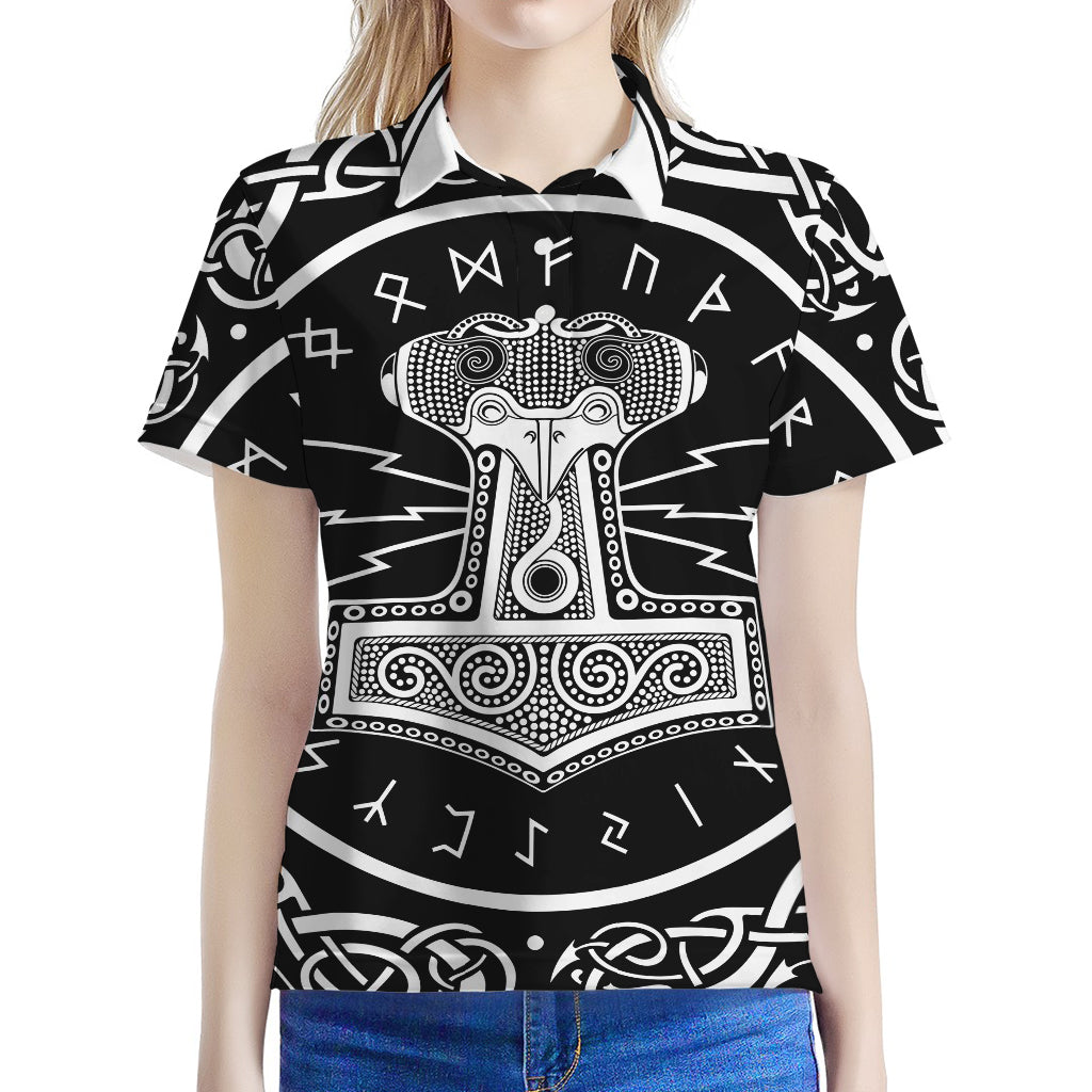 Mjolnir Norse Mythology Print Women's Polo Shirt