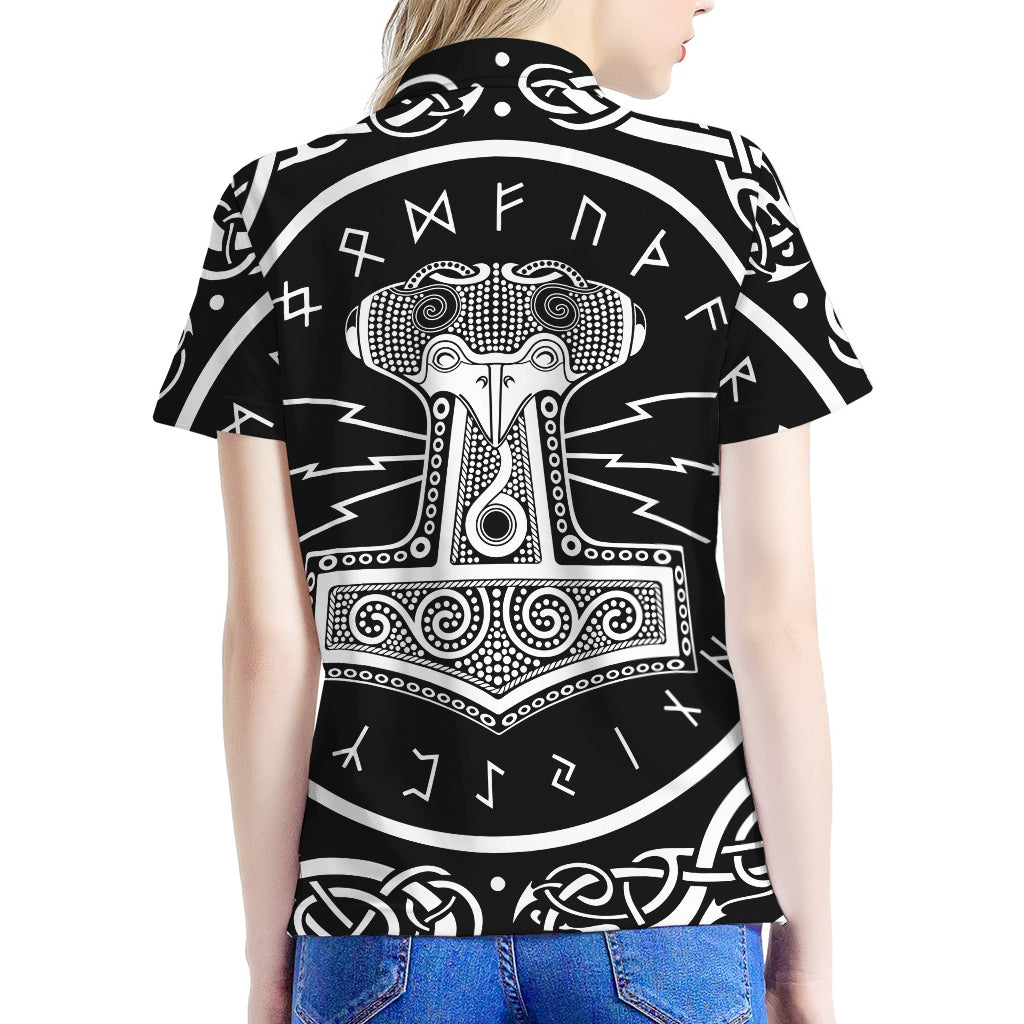 Mjolnir Norse Mythology Print Women's Polo Shirt