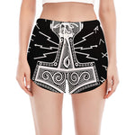 Mjolnir Norse Mythology Print Women's Split Running Shorts