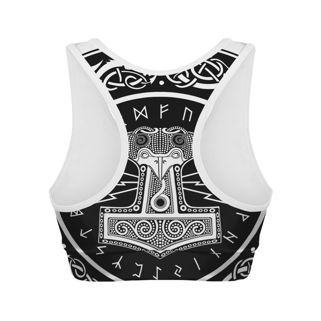 Mjolnir Norse Mythology Print Women's Sports Bra