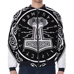 Mjolnir Norse Mythology Print Zip Sleeve Bomber Jacket