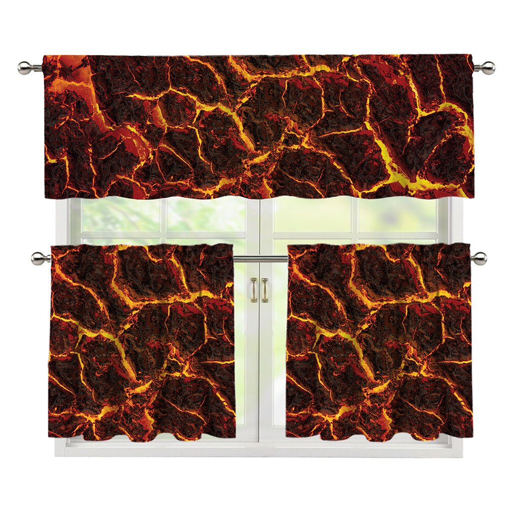 Molten Lava Print 3 Piece Kitchen Curtains
