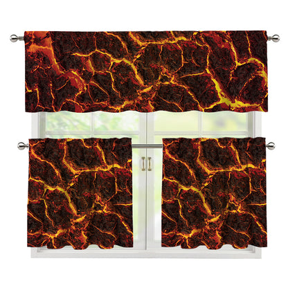 Molten Lava Print 3 Piece Kitchen Curtains