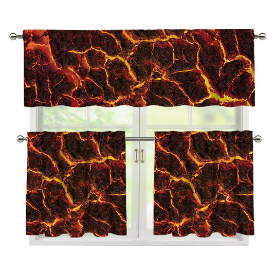 Molten Lava Print 3 Piece Kitchen Curtains