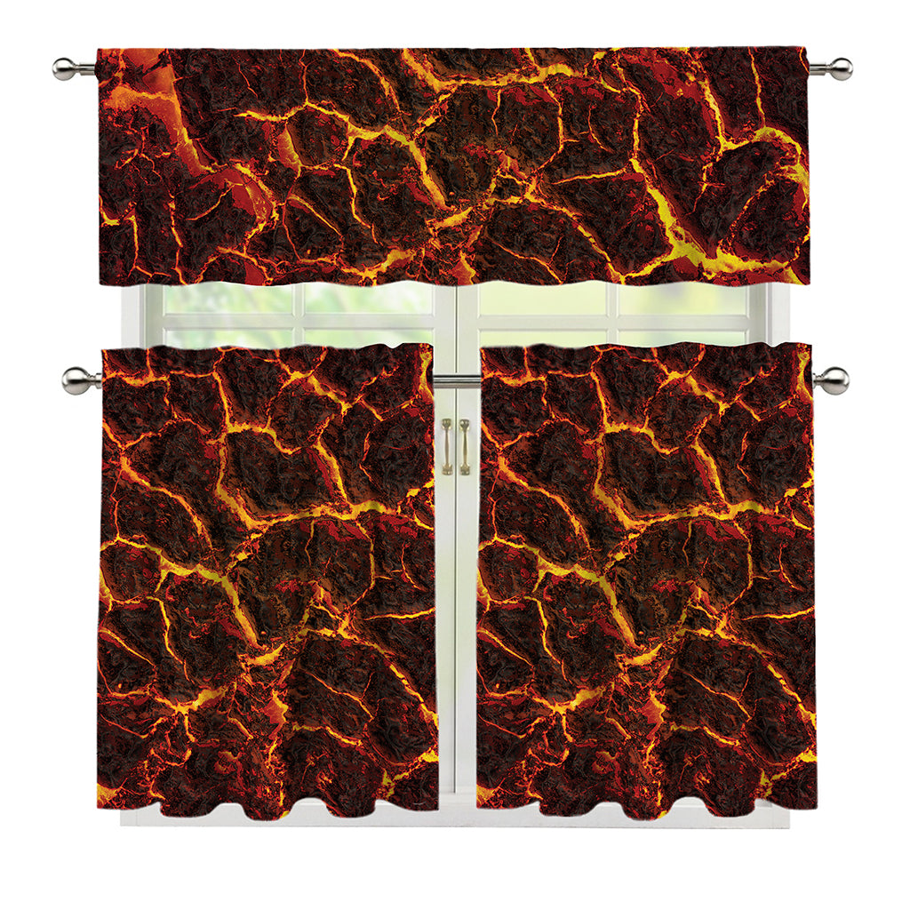 Molten Lava Print 3 Piece Kitchen Curtains