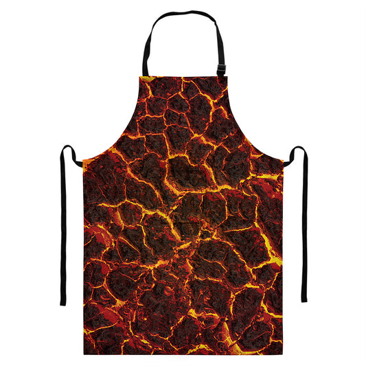 Molten Lava Print Bib Apron With Pocket