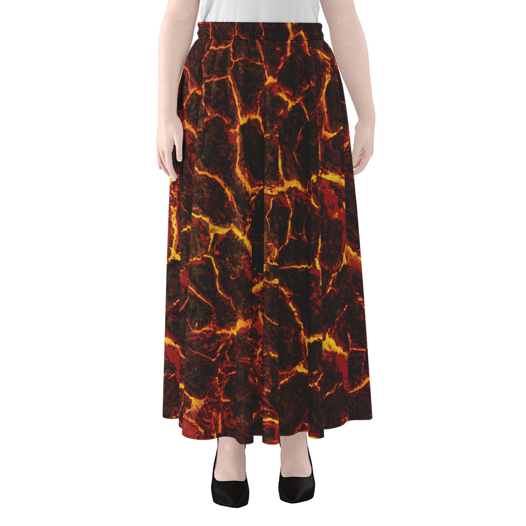 Molten Lava Print Chiffon Maxi Skirt