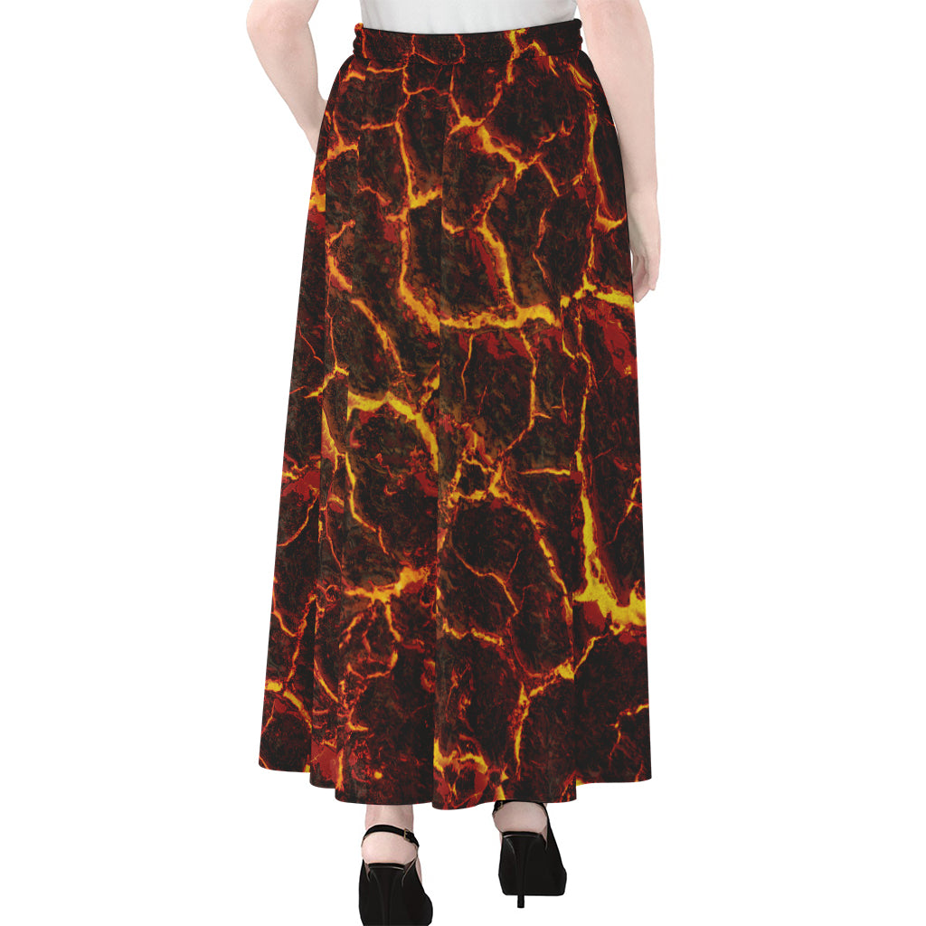 Molten Lava Print Chiffon Maxi Skirt