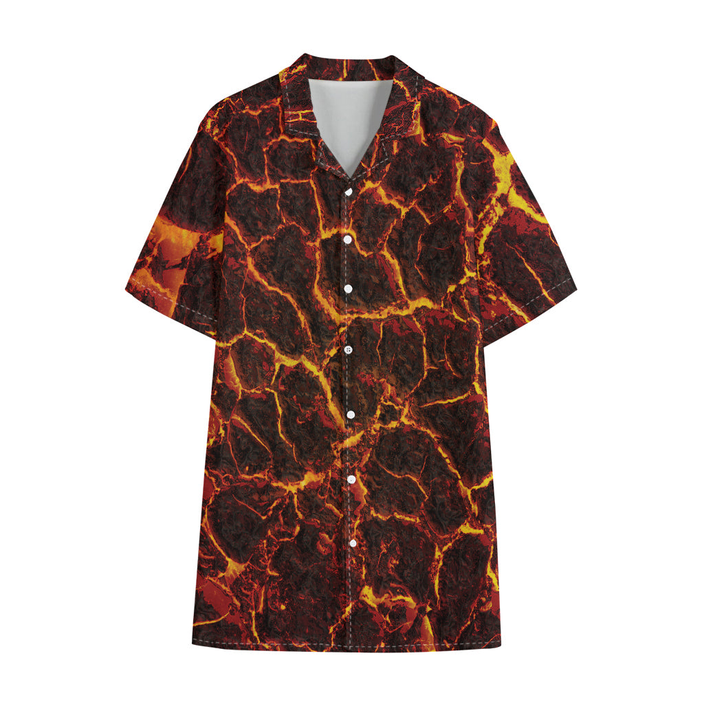 Molten Lava Print Cotton Hawaiian Shirt