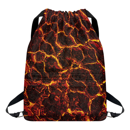 Molten Lava Print Drawstring Backpack
