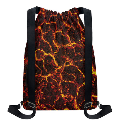 Molten Lava Print Drawstring Backpack
