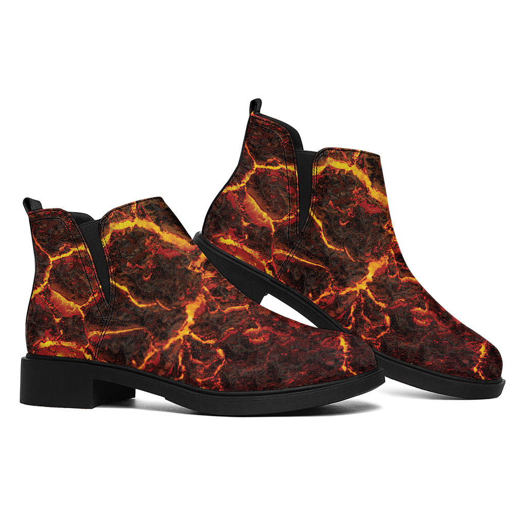 Molten Lava Print Flat Ankle Boots